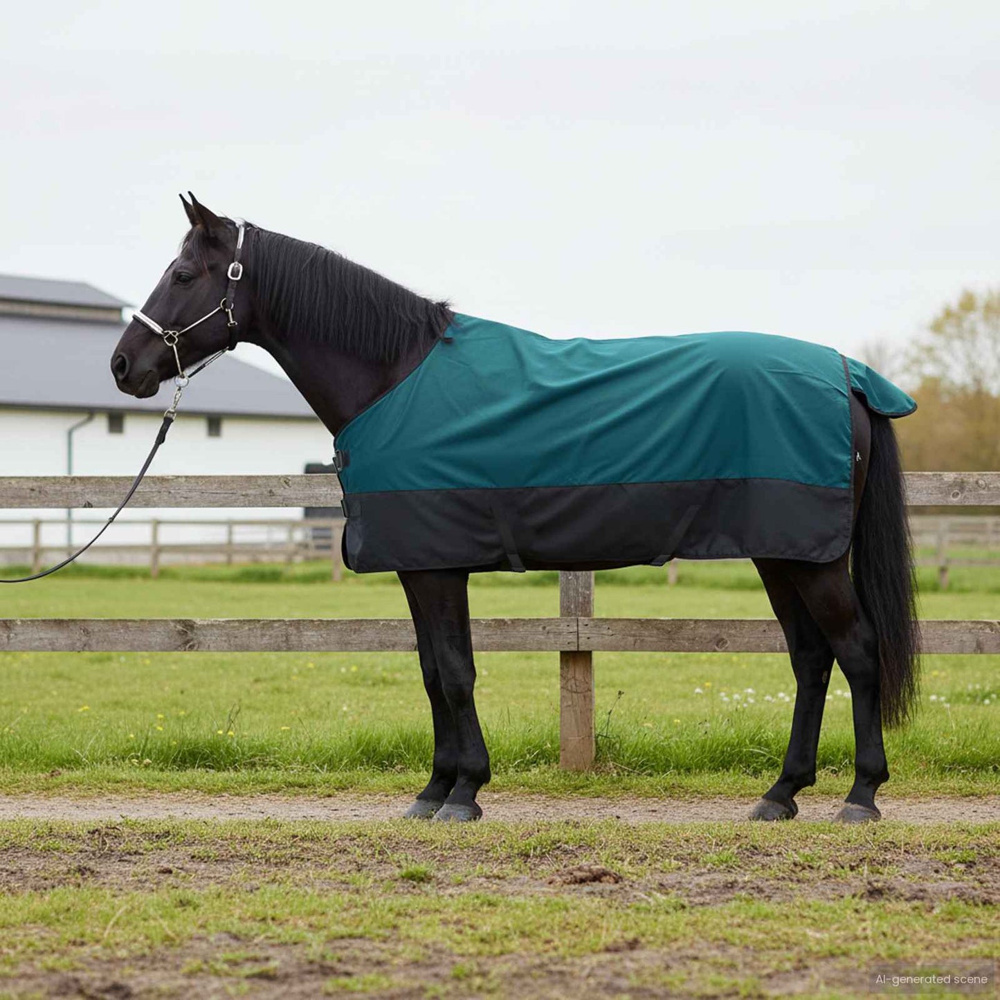 Hestetæppe Mørk Grøn og Sort 115 cm Polyester