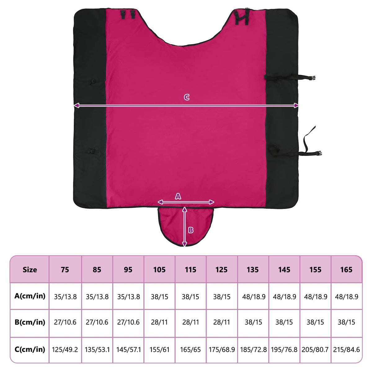 Hestetæppe Pink og Sort 75 cm Polyester