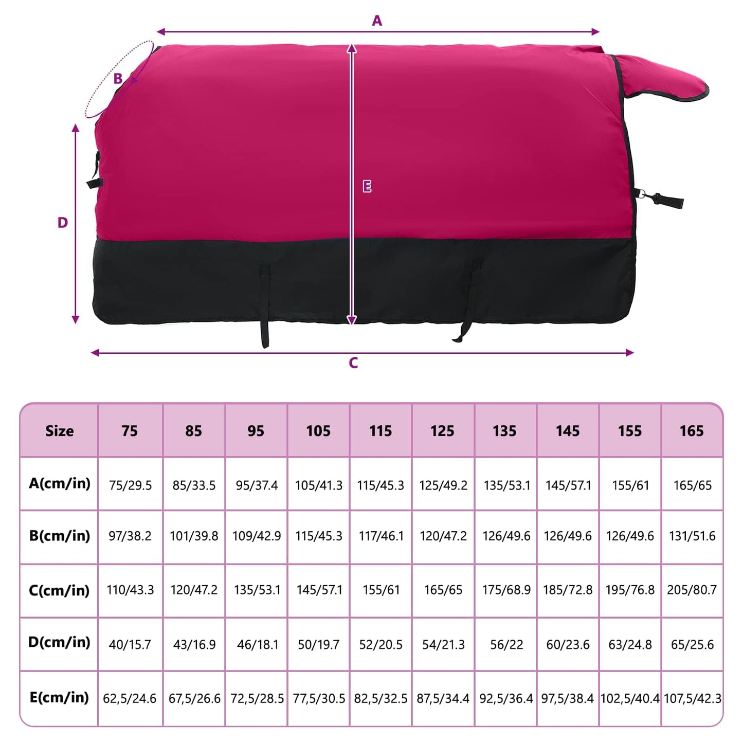 Hestetæppe Pink og Sort 115 cm Polyester
