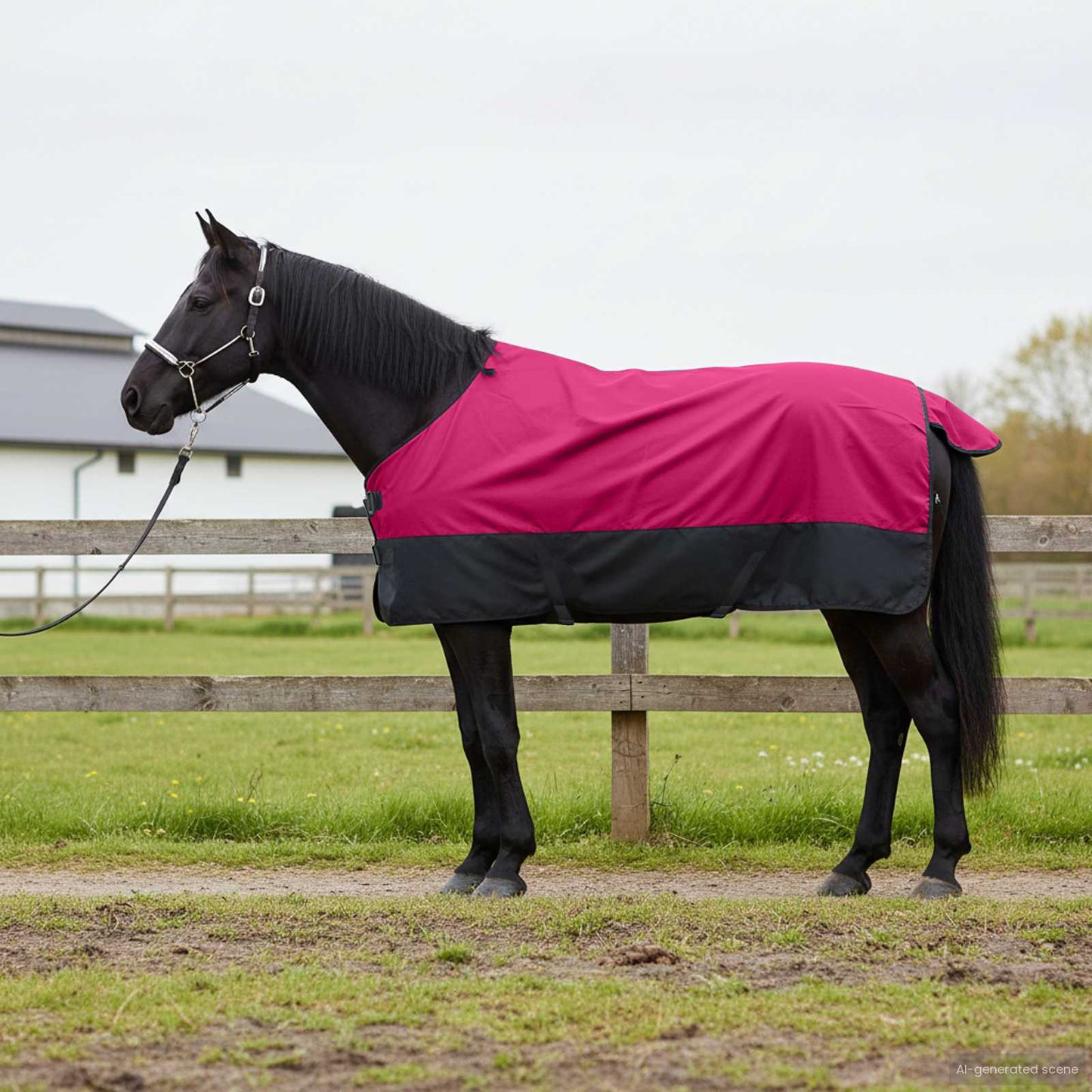 Hestetæppe Pink og Sort 125 cm Polyester