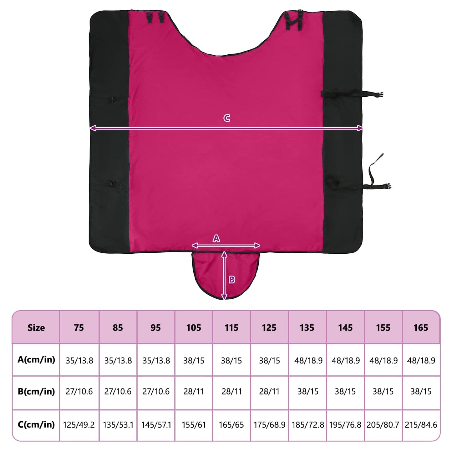 Hestetæppe Pink og Sort 145 cm Polyester