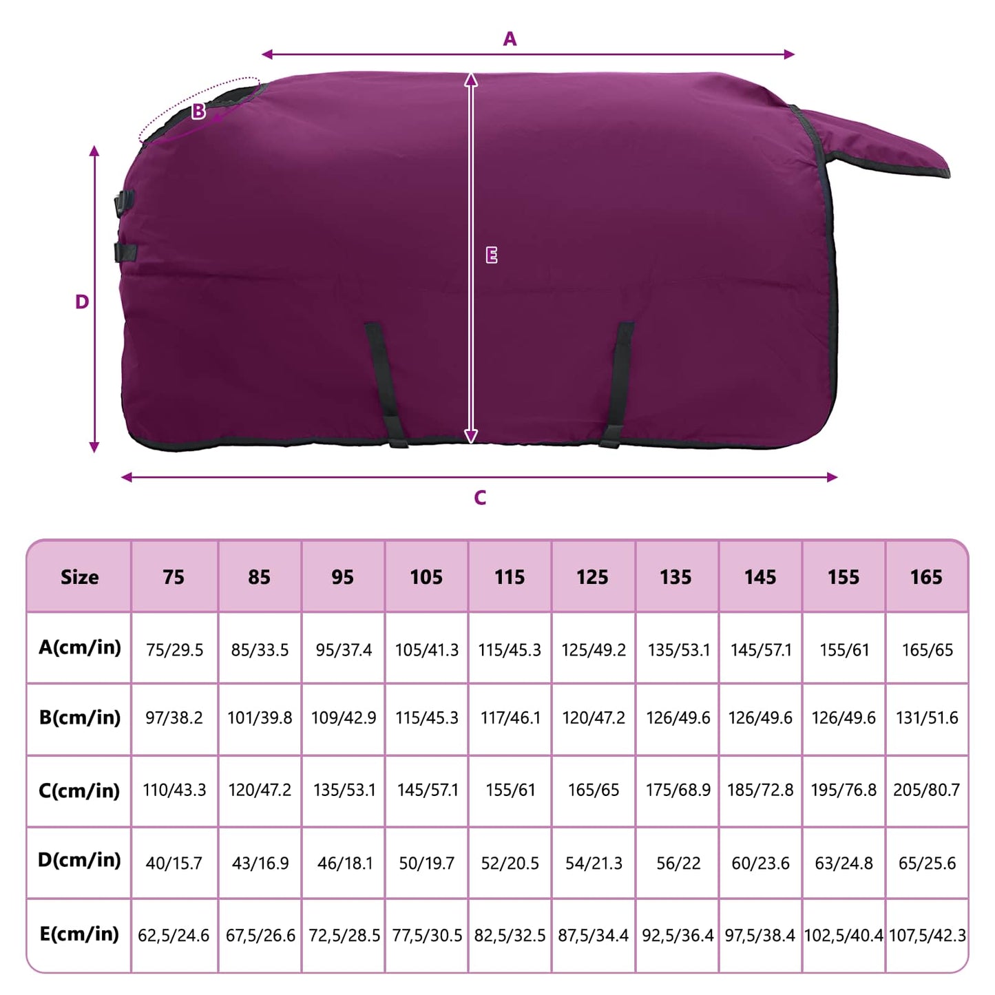 Hestetæppe Fuldt Lilla 125 cm Polyester