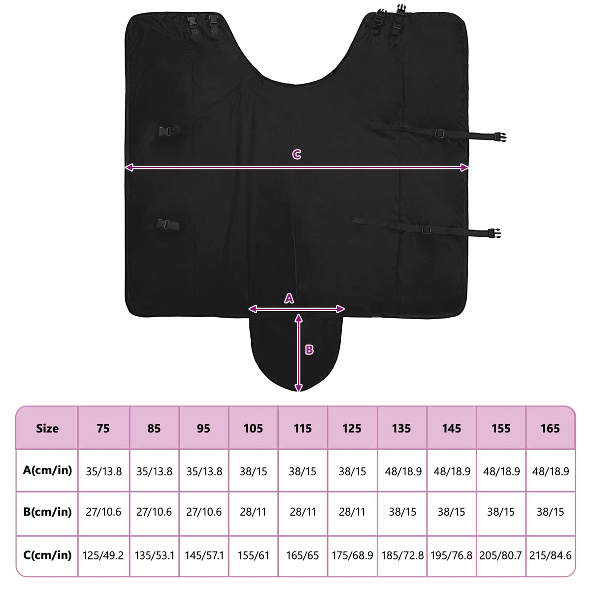 Hestetæppe Fuldt Sort 85 cm Polyester