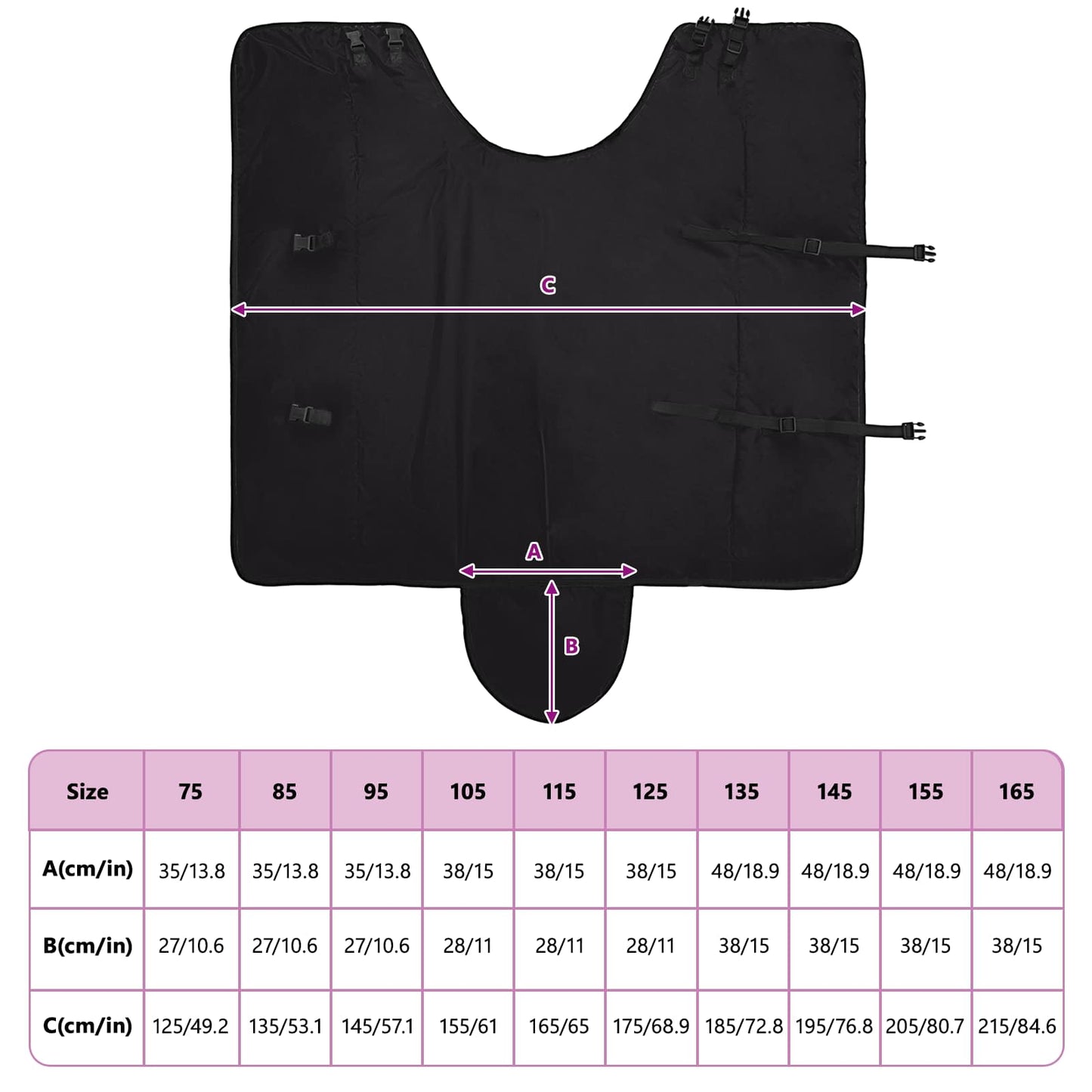 Hestetæppe Fuldt Sort 125 cm Polyester