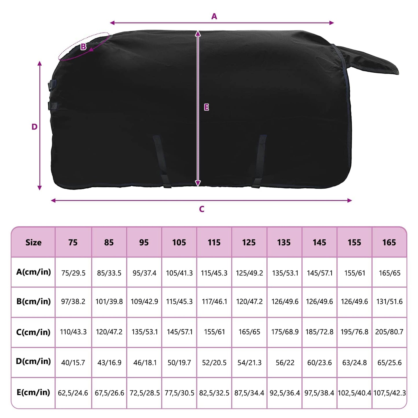 Hestetæppe Fuldt Sort 145 cm Polyester