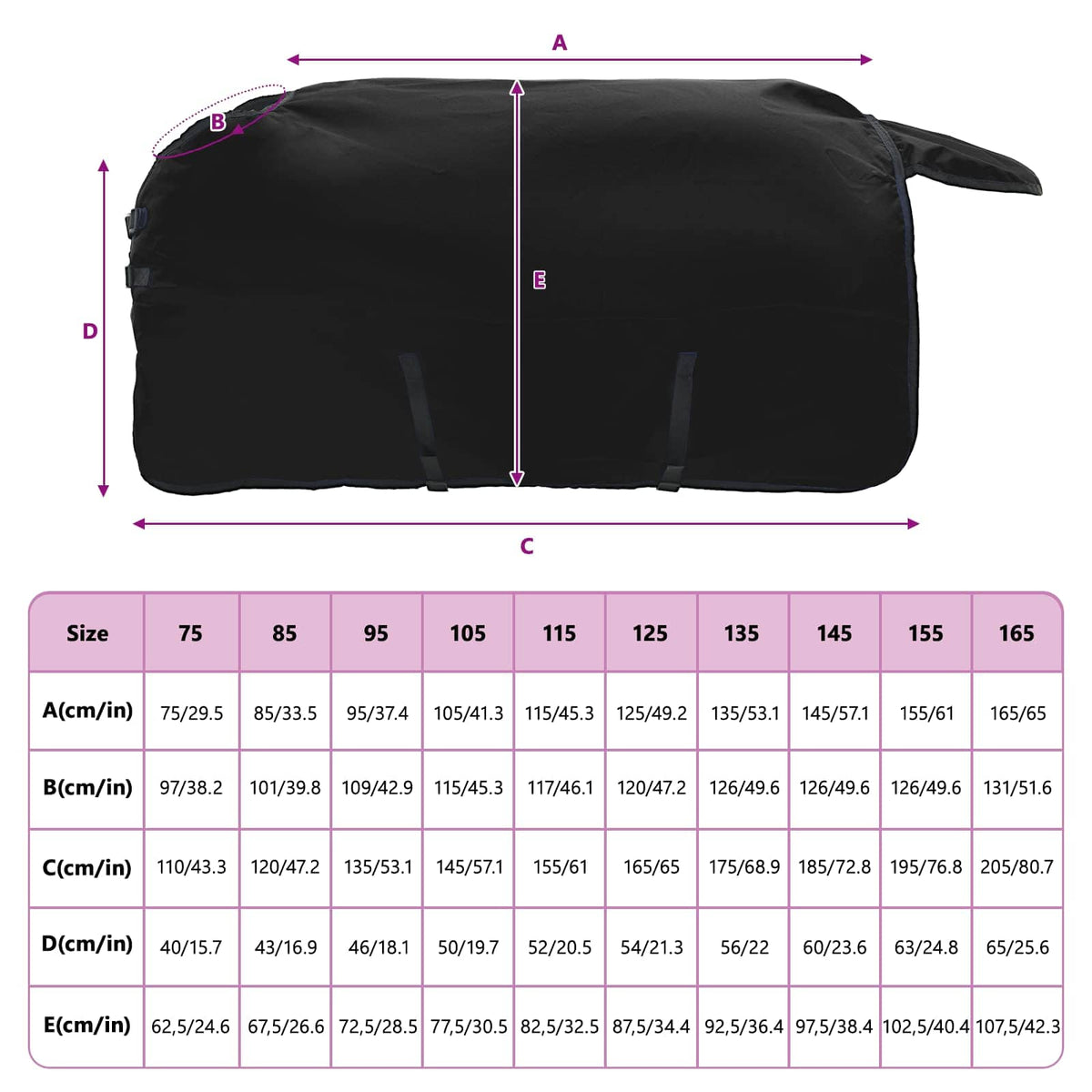 Hestetæppe Fuldt Sort 155 cm Polyester