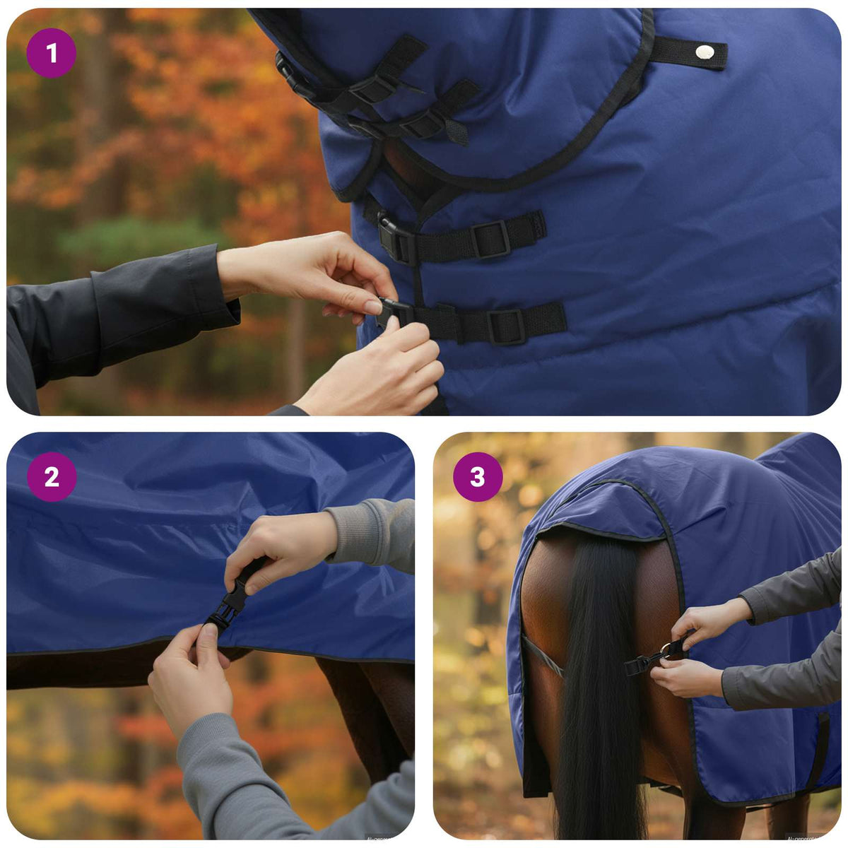 Hestetæppe Fuldt Marineblå 85 cm Polyester