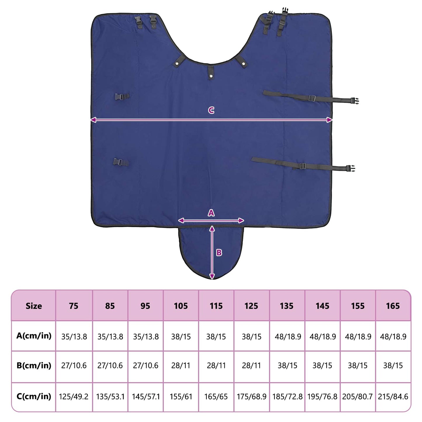 Hestetæppe Fuldt Marineblå 85 cm Polyester