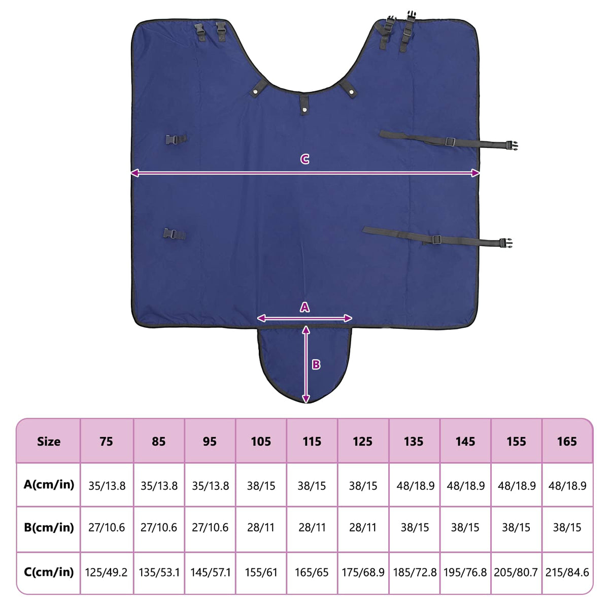 Hestetæppe Fuldt Marineblå 145 cm Polyester