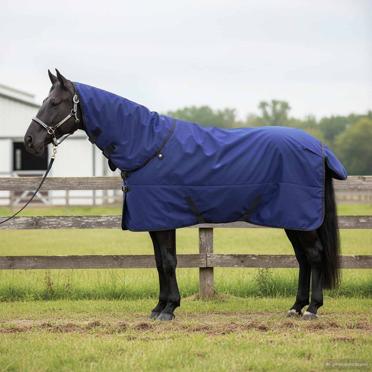 Hestetæppe Fuldt Marineblå 155 cm Polyester