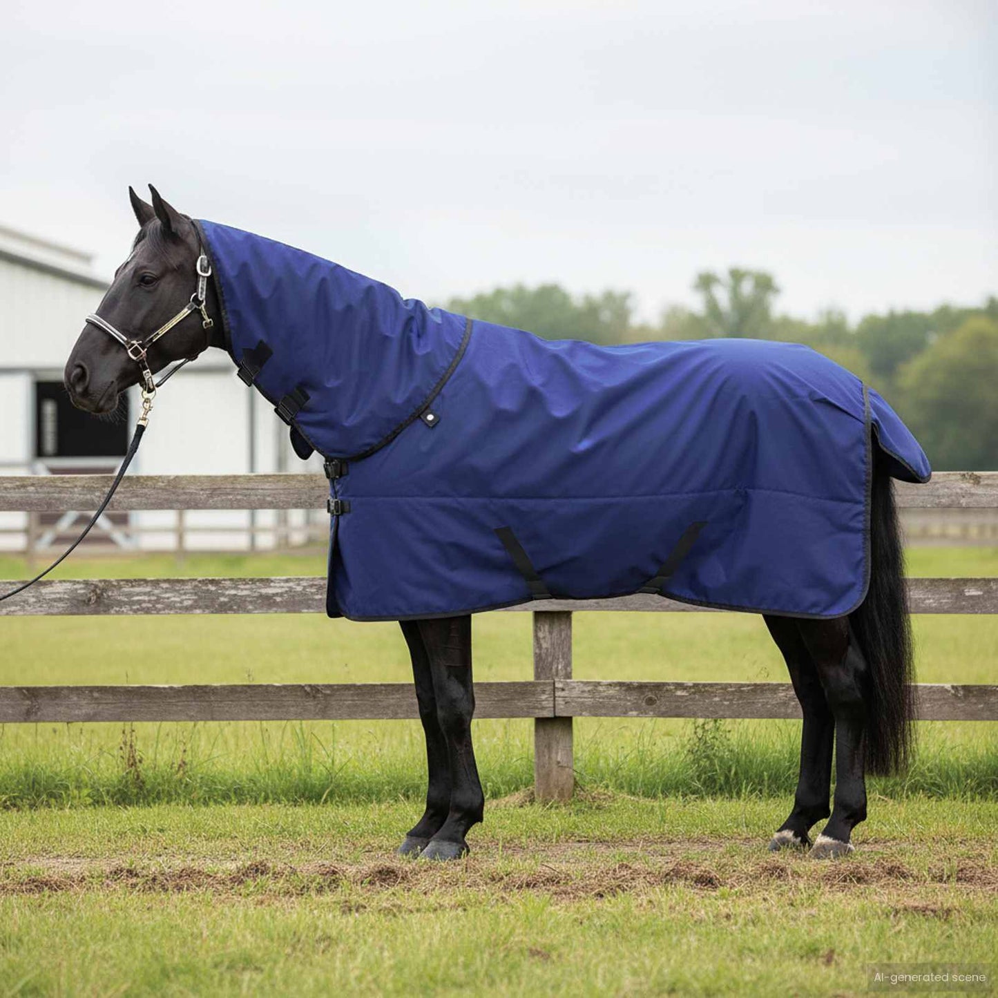 Hestetæppe Fuldt Marineblå 165 cm Polyester