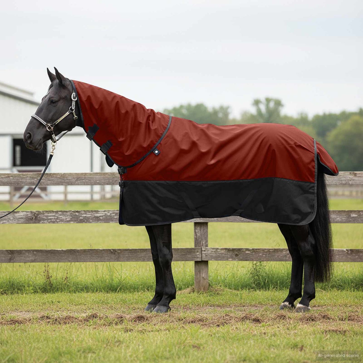 Hestetæppe Bordeaux og Sort 85 cm Polyester