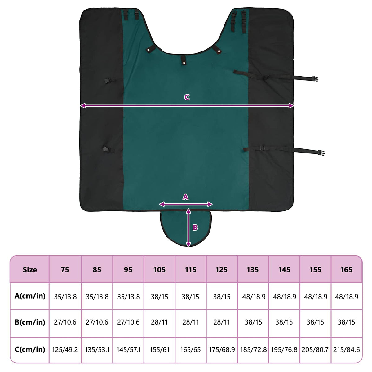Hestetæppe Mørk Grøn og Sort 135 cm Polyester