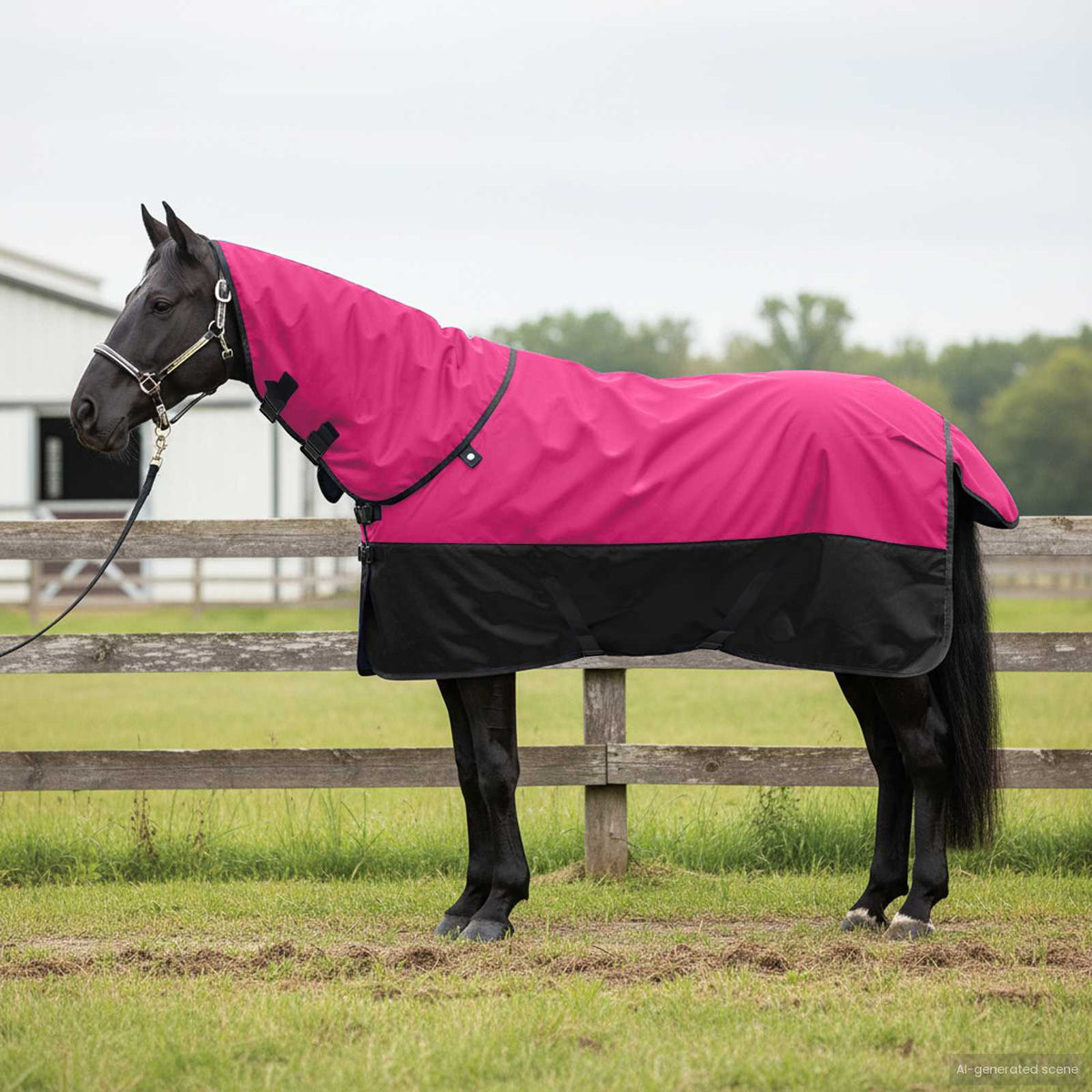 Hestetæppe Pink og Sort 75 cm Polyester