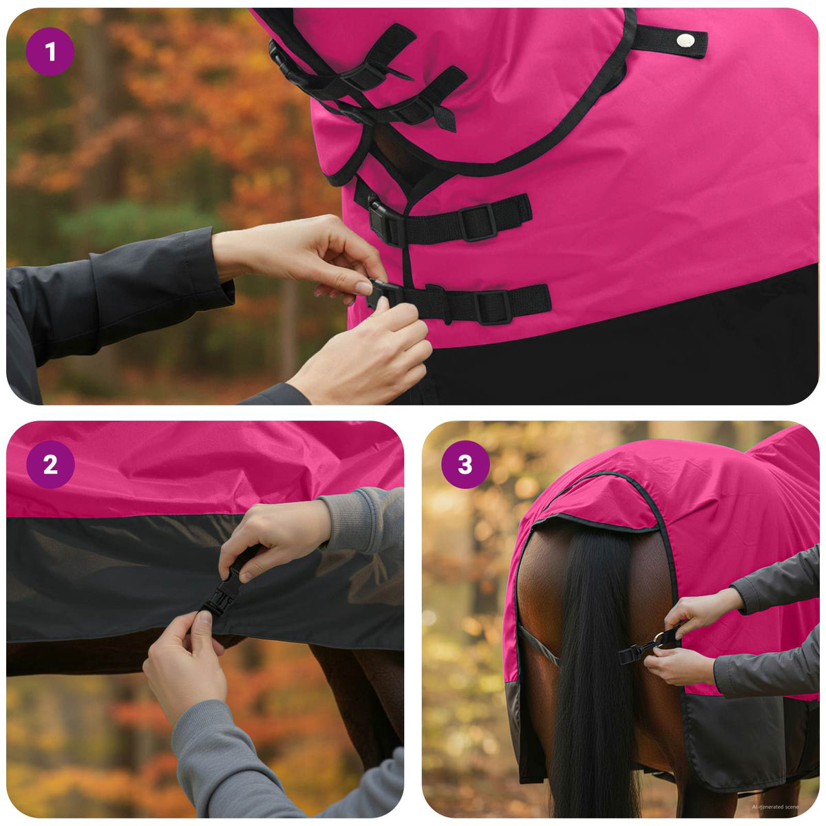 Hestetæppe Pink og Sort 95 cm Polyester