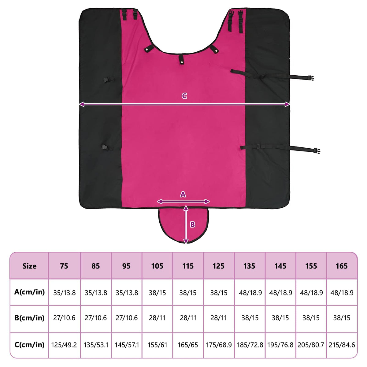 Hestetæppe Pink og Sort 115 cm Polyester