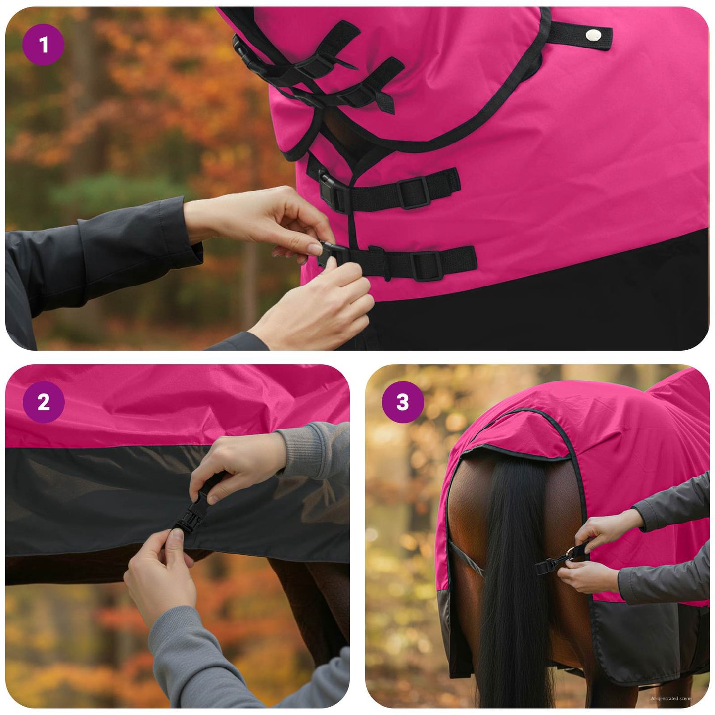 Hestetæppe Pink og Sort 145 cm Polyester