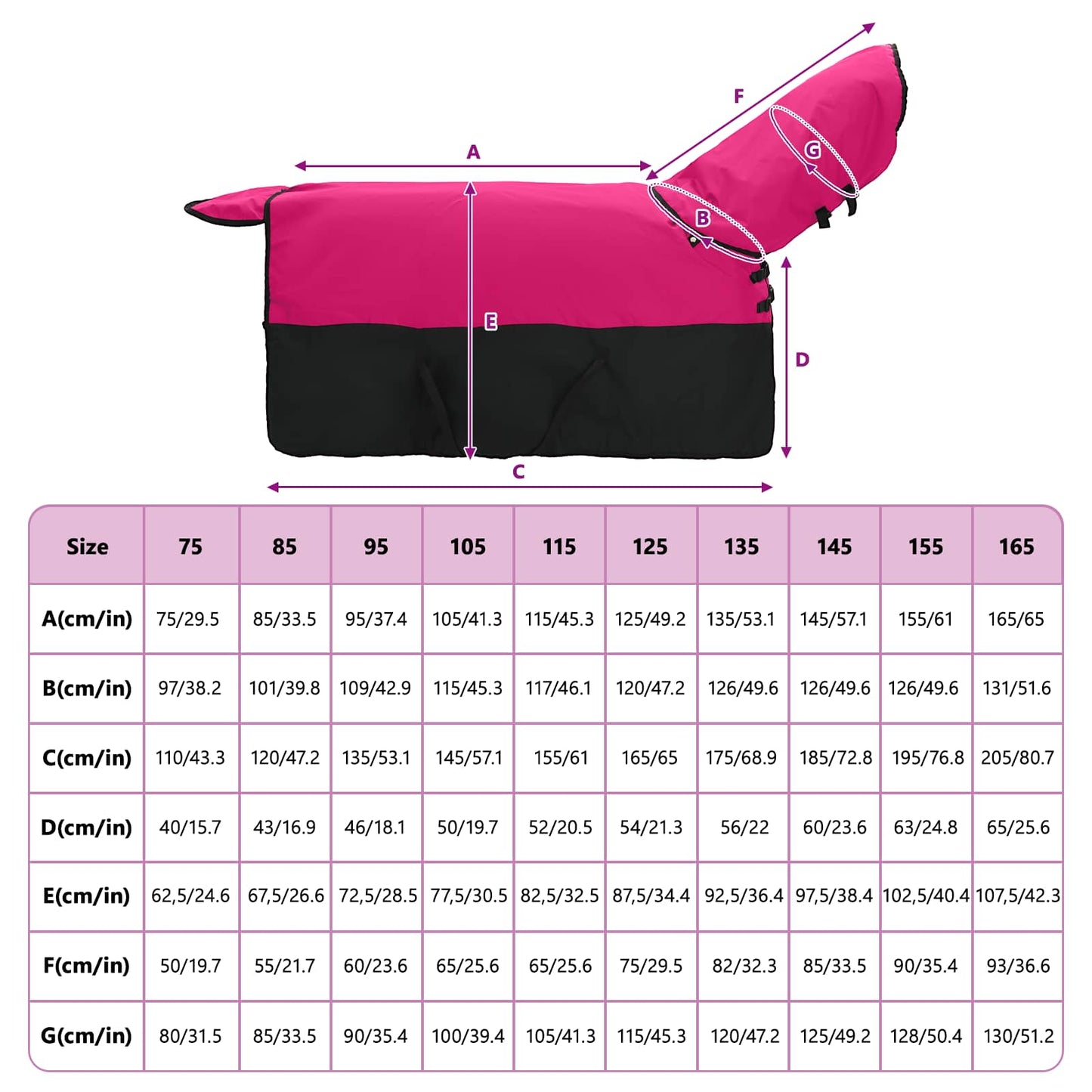 Hestetæppe Pink og Sort 155 cm Polyester