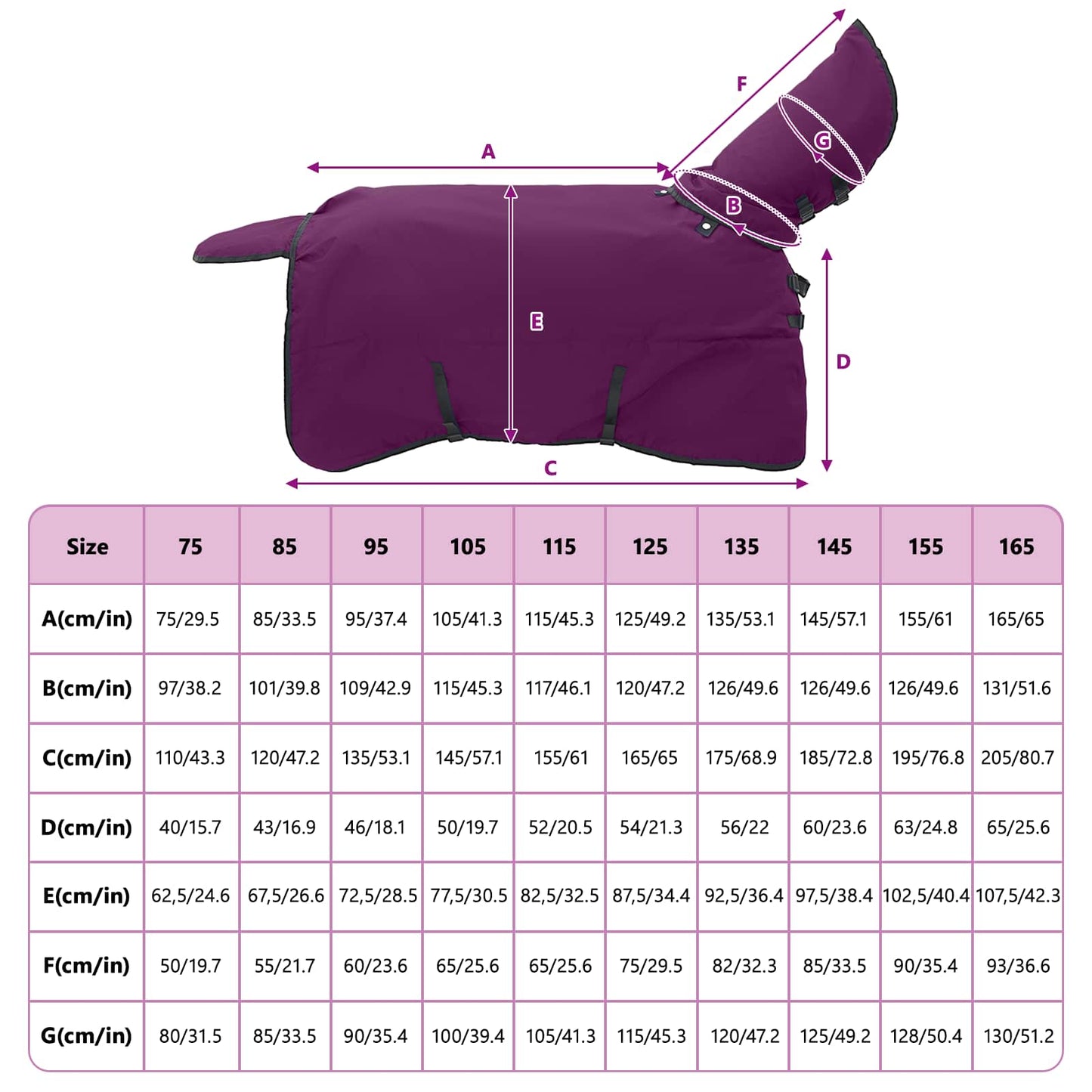 Hestetæppe Fuldt Lilla 145 cm Polyester