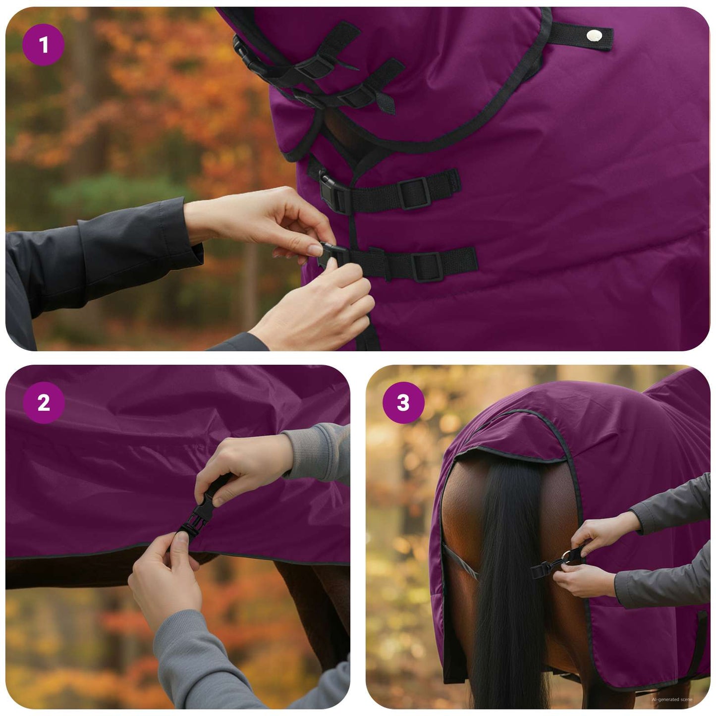 Hestetæppe Fuldt Lilla 155 cm Polyester
