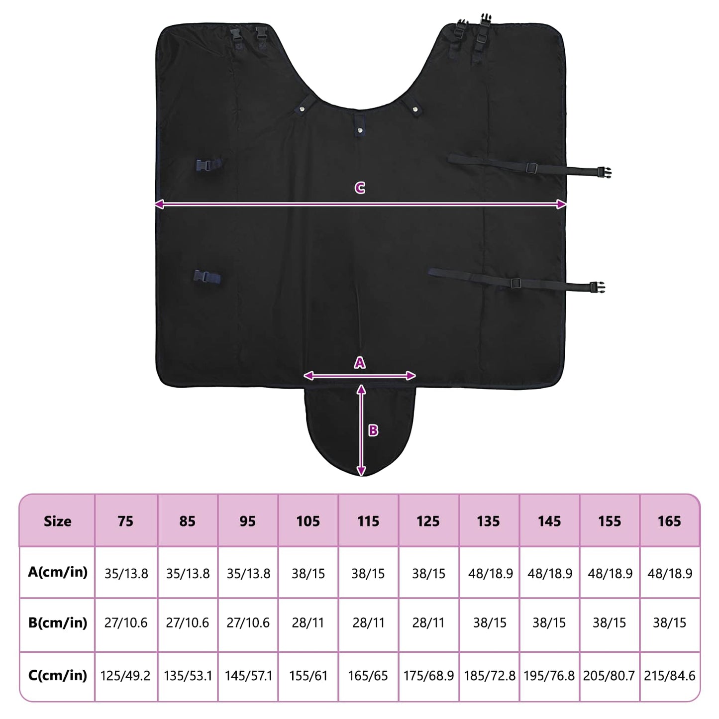 Hestetæppe Fuldt Sort 125 cm Polyester