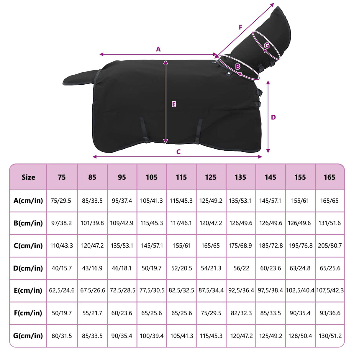 Hestetæppe Fuldt Sort 135 cm Polyester