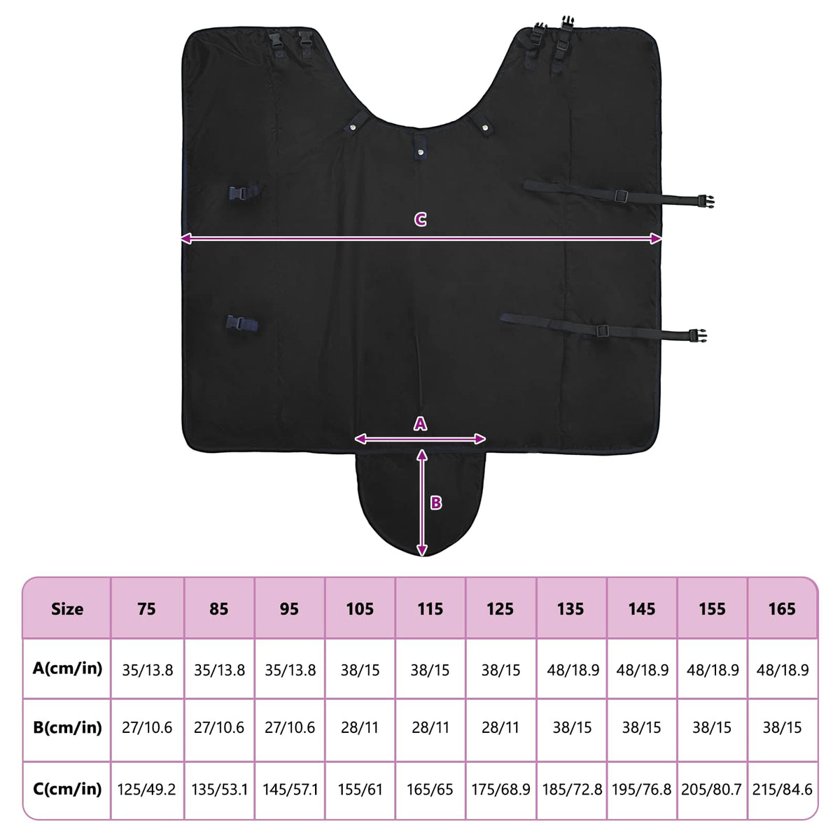 Hestetæppe Fuldt Sort 145 cm Polyester