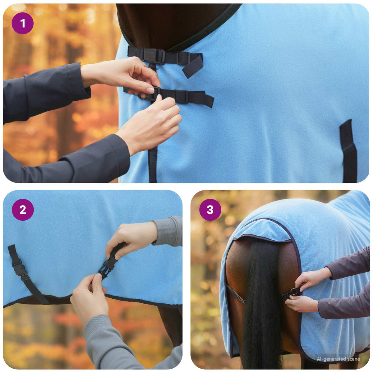Hestetæppe Fuldt aqua 95 cm Polyester Fleece