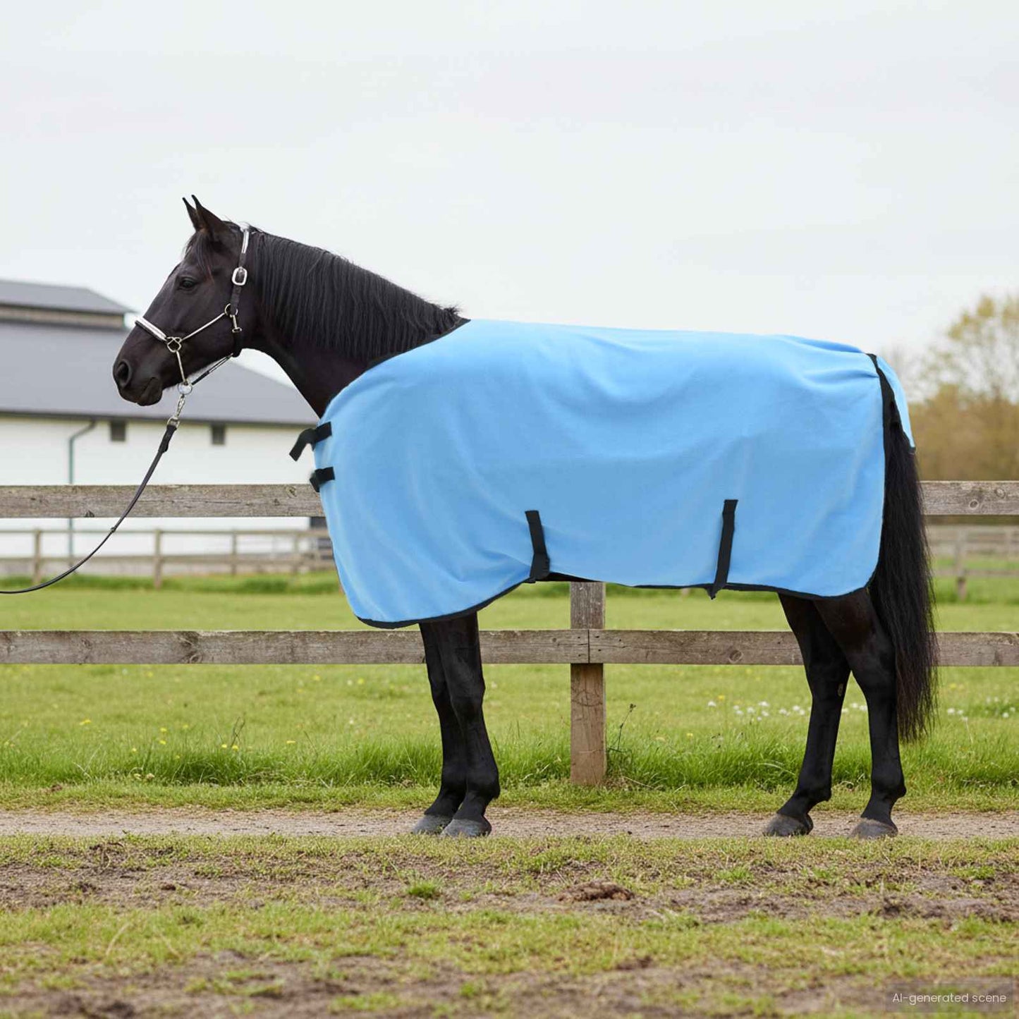 Hestetæppe Fuldt aqua 115 cm Polyester Fleece