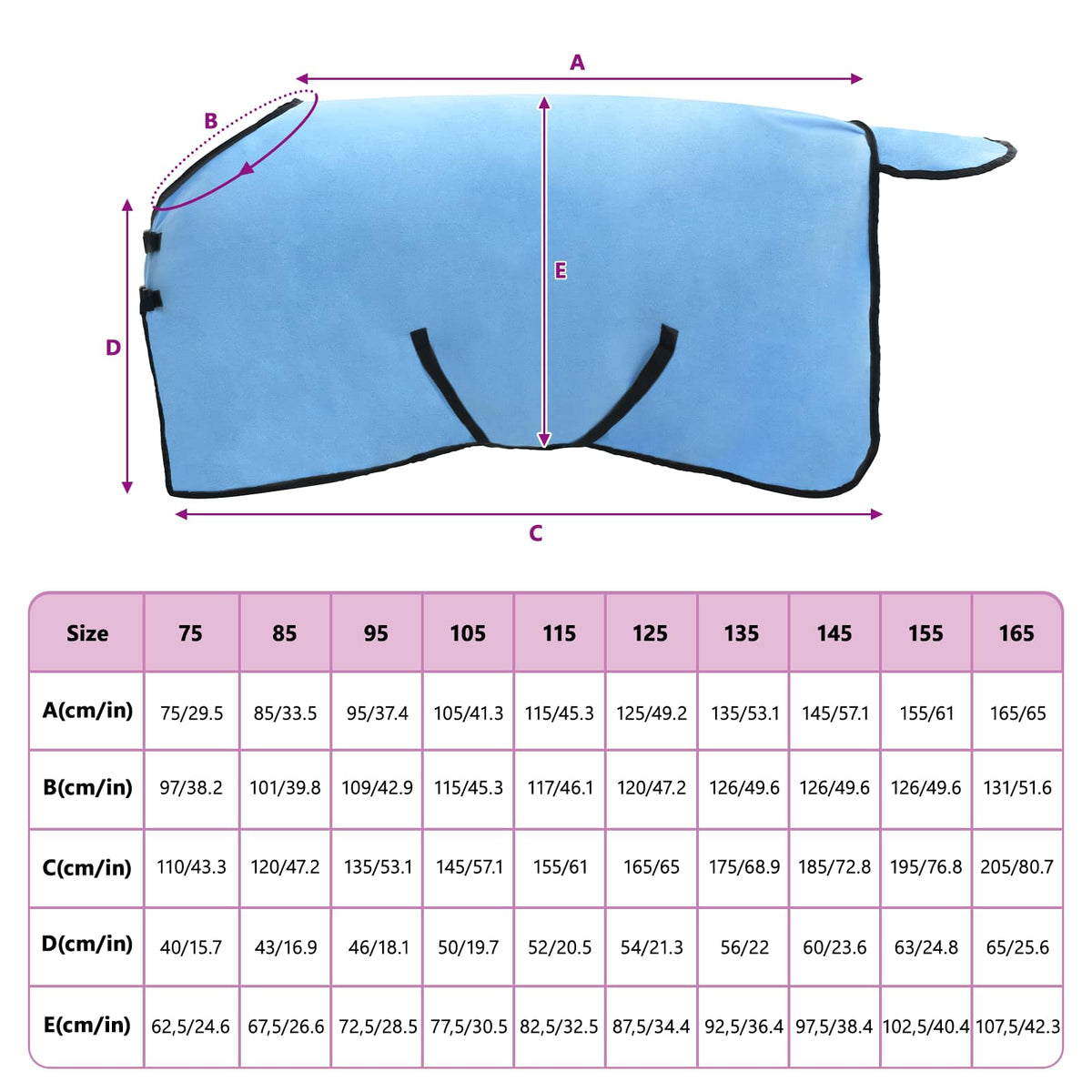 Hestetæppe Fuldt aqua 115 cm Polyester Fleece