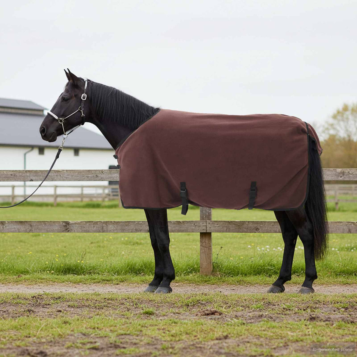 Hestetæppe Mørkebrun 85 cm Polyester Fleece