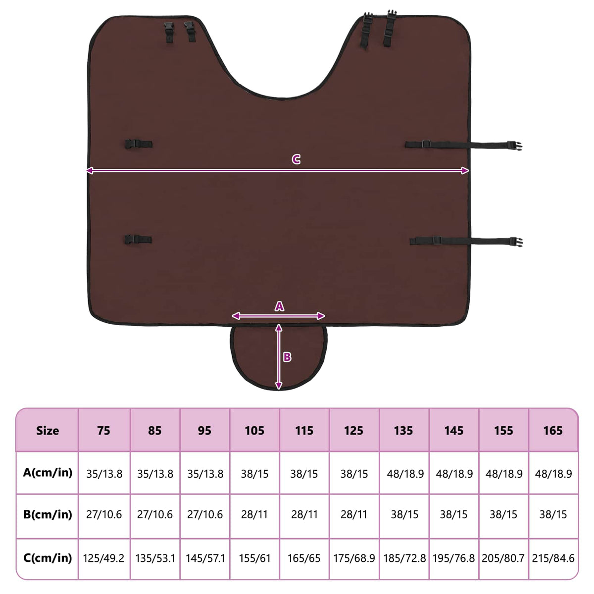 Hestetæppe Mørkebrun 95 cm Polyester Fleece