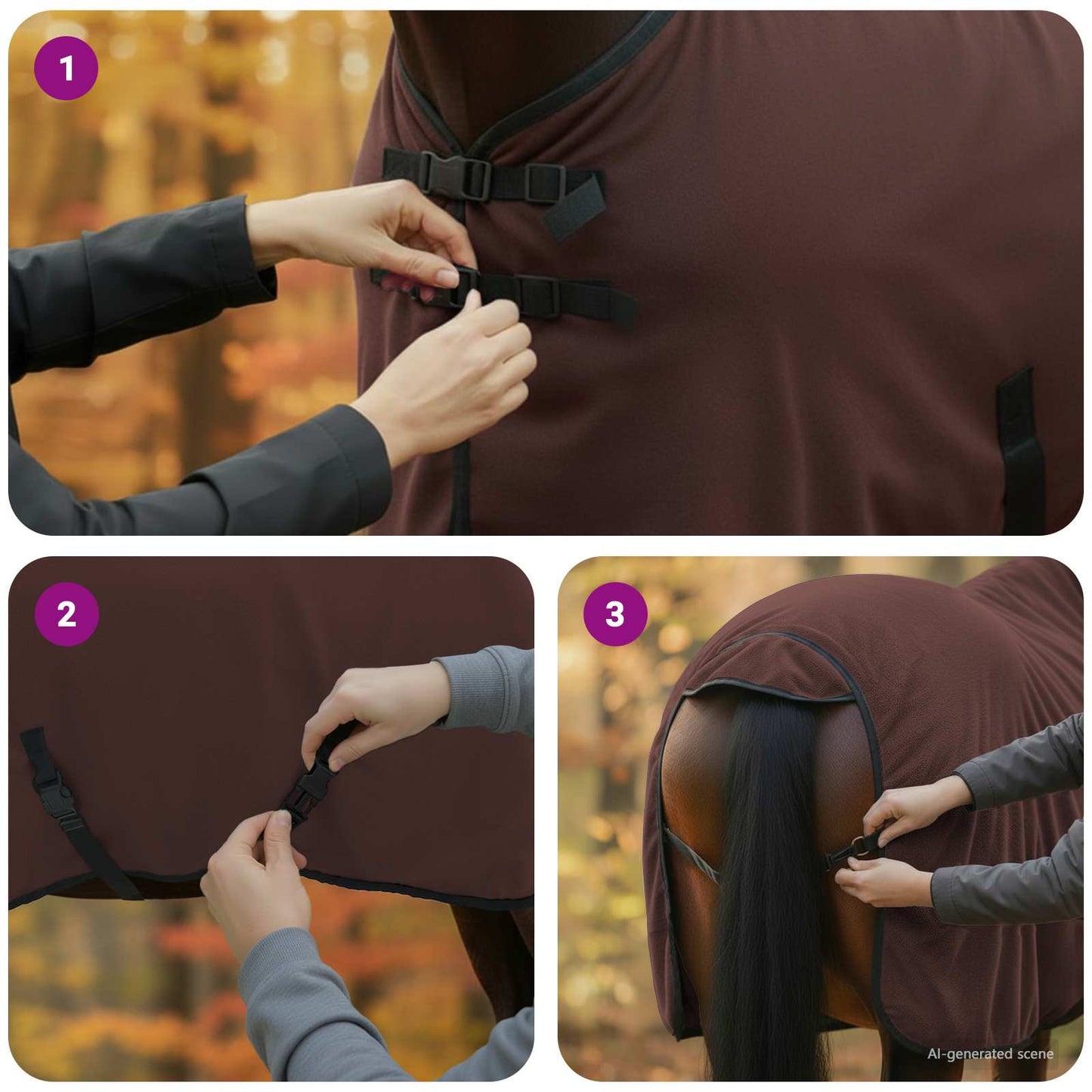Hestetæppe Mørkebrun 105 cm Polyester Fleece