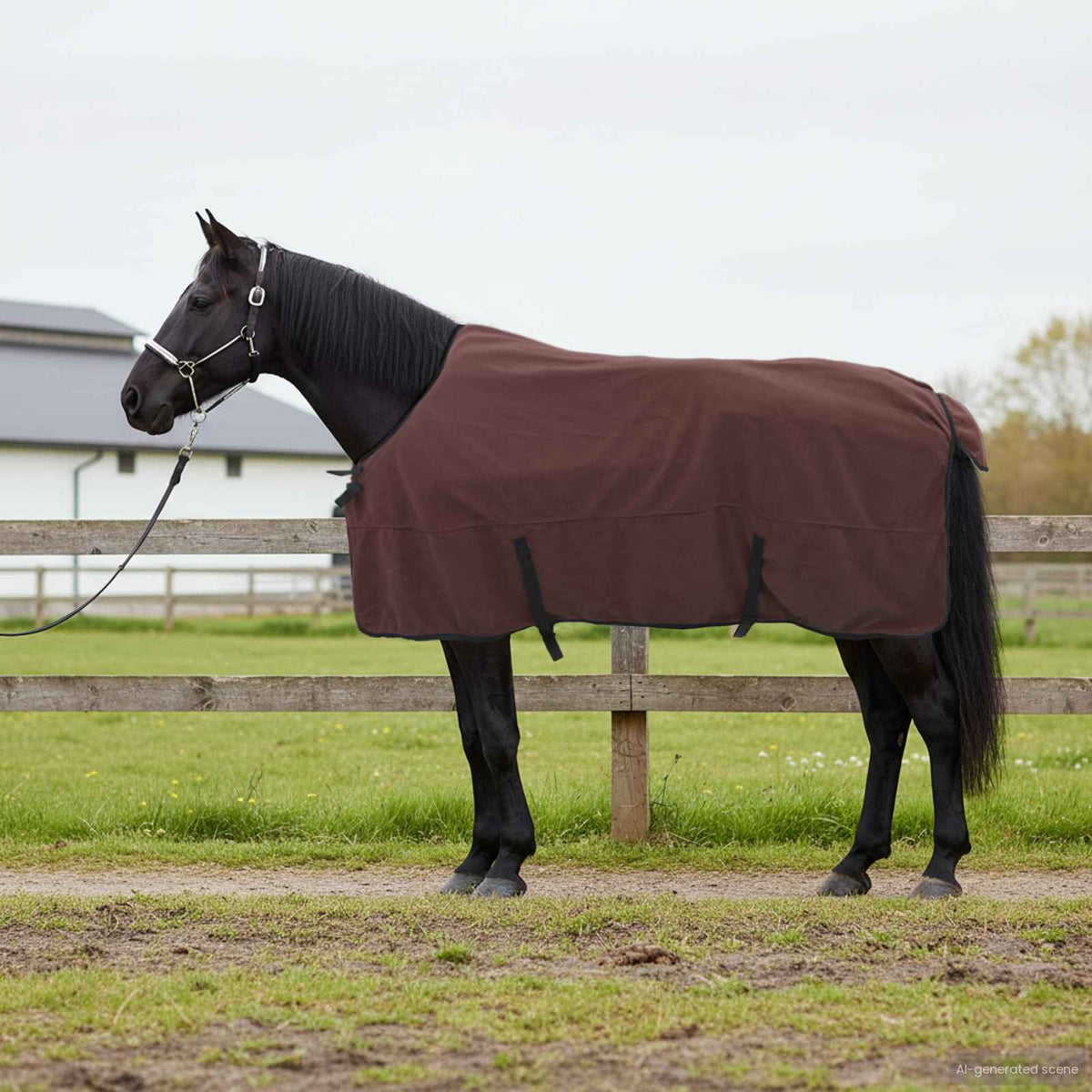 Hestetæppe Mørkebrun 125 cm Polyester Fleece