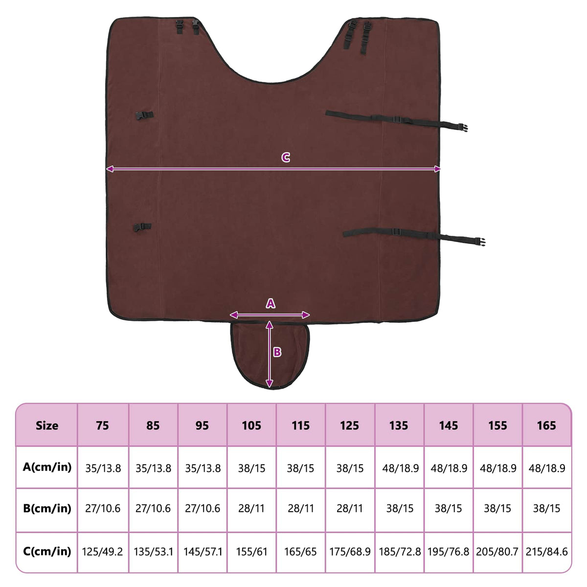 Hestetæppe Mørkebrun 135 cm Polyester Fleece
