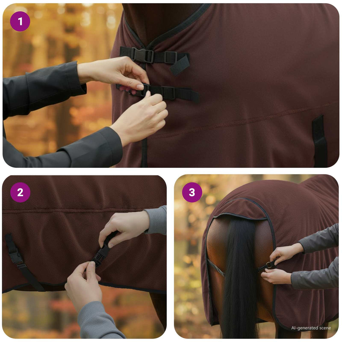 Hestetæppe Mørkebrun 155 cm Polyester Fleece