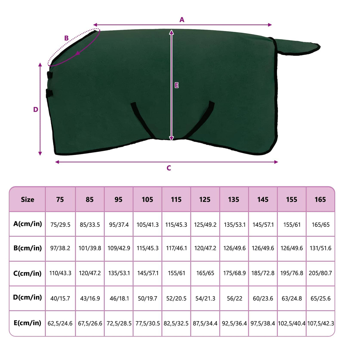 Hestetæppe Mørkegrøn 85 cm Polyester Fleece