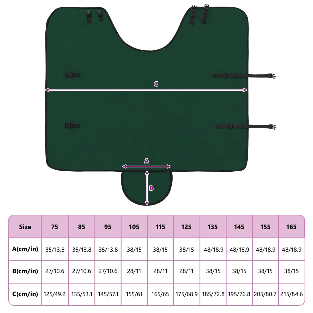 Hestetæppe Mørkegrøn 95 cm Polyester Fleece