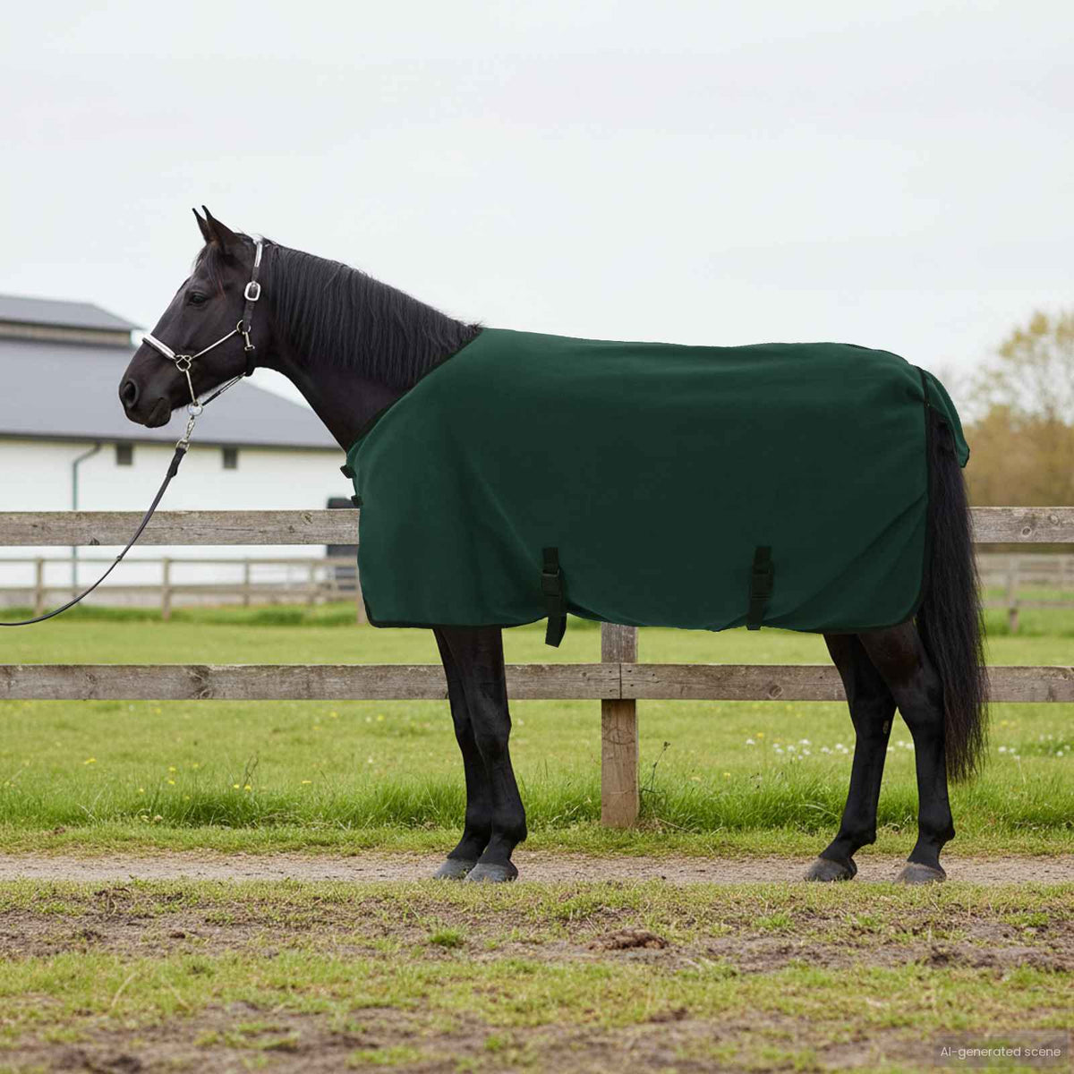 Hestetæppe Mørkegrøn 115 cm Polyester Fleece