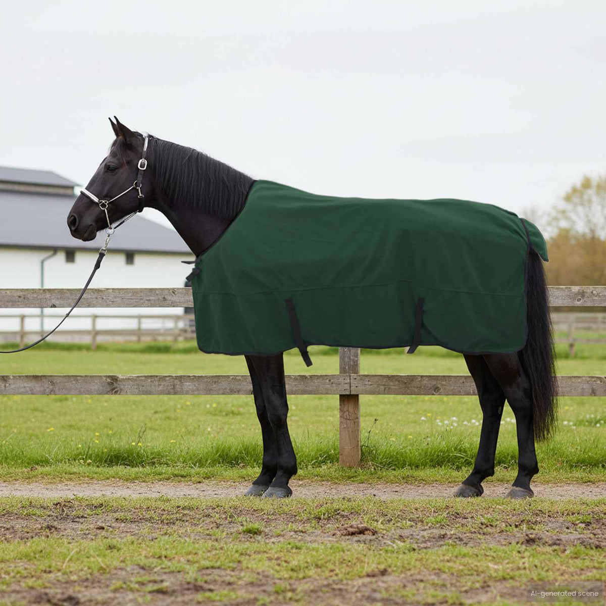 Hestetæppe Mørkegrøn 145 cm Polyester Fleece