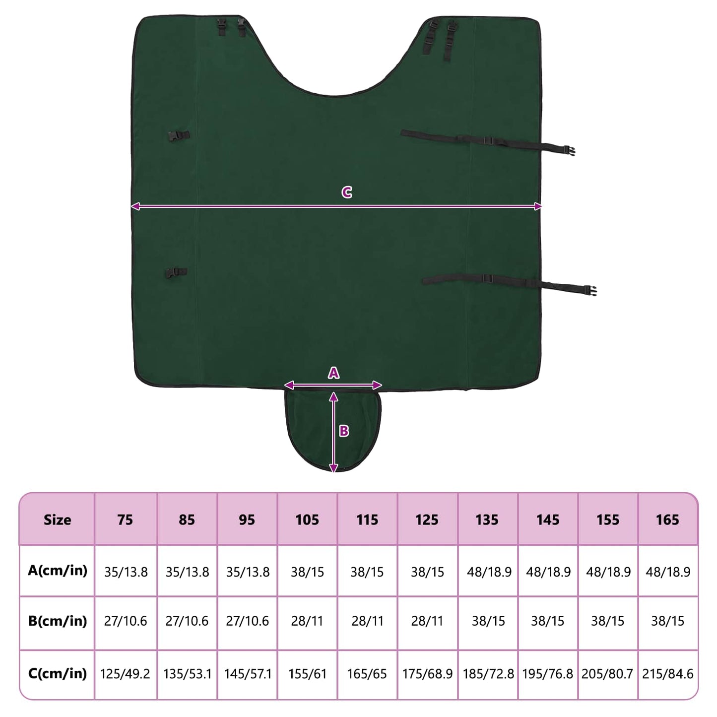 Hestetæppe Mørkegrøn 165 cm Polyester Fleece