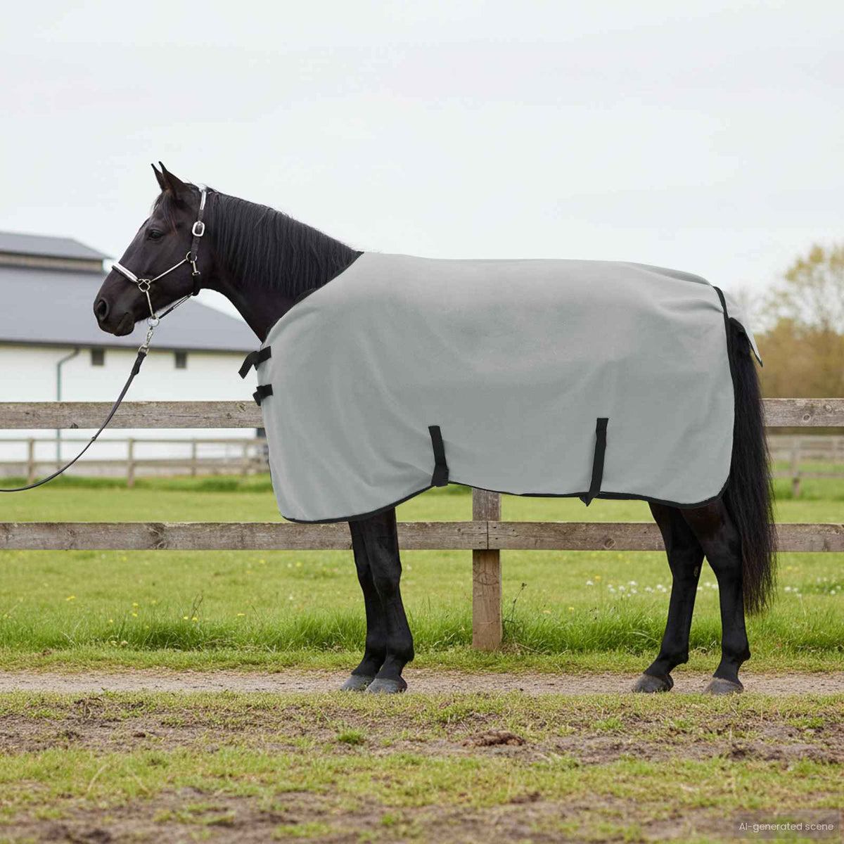 Hestetæppe Lysegrå og pink 95 cm Polyester Fleece