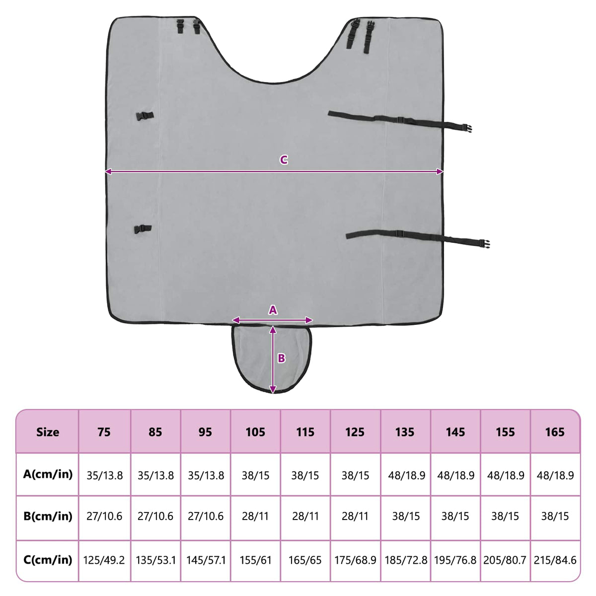 Hestetæppe Lysegrå og pink 125 cm Polyester Fleece