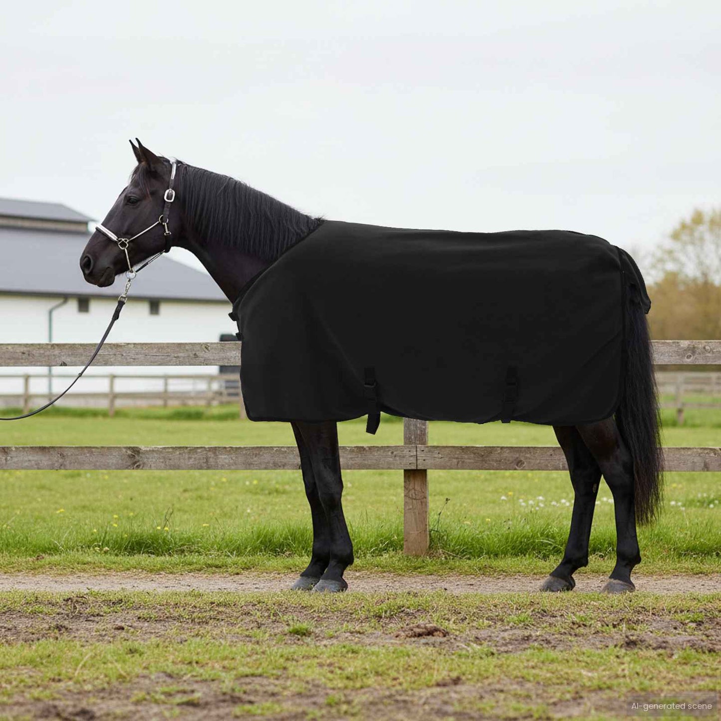 Hestetæppe Sort 85 cm Polyester Fleece