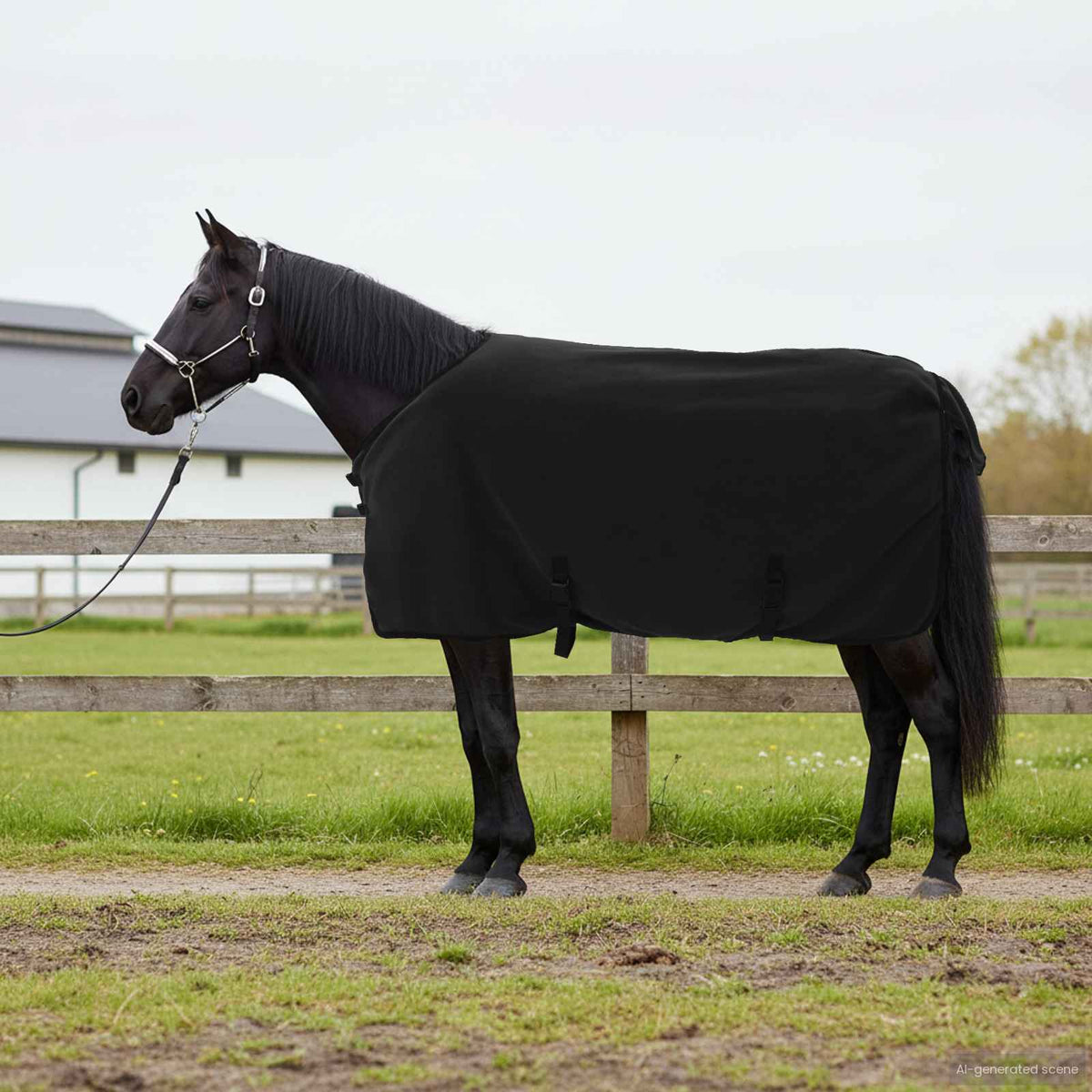 Hestetæppe Sort 105 cm Polyester Fleece