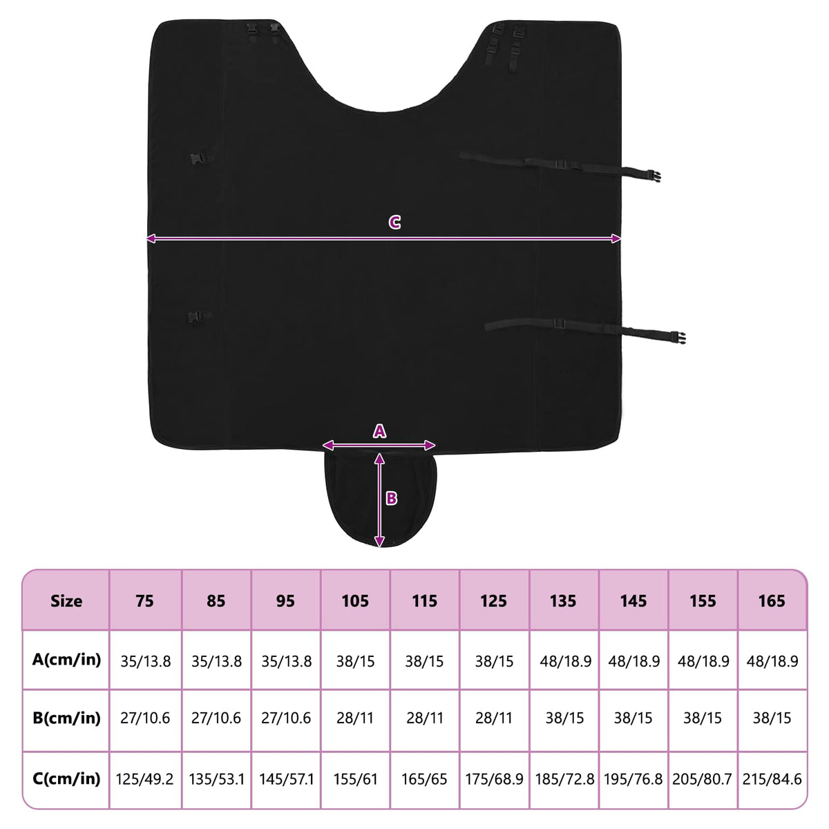 Hestetæppe Sort 135 cm Polyester Fleece