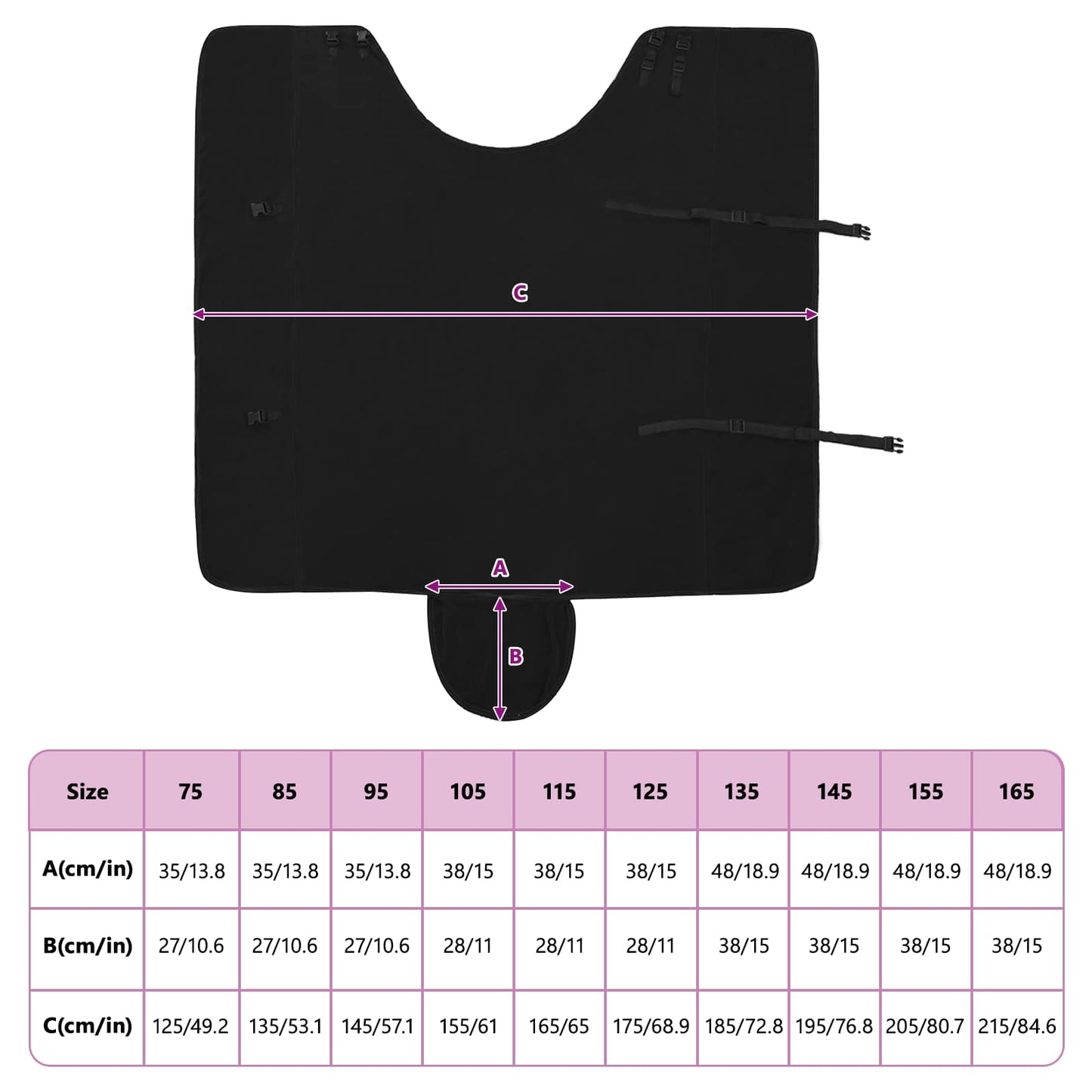 Hestetæppe Sort 165 cm Polyester Fleece