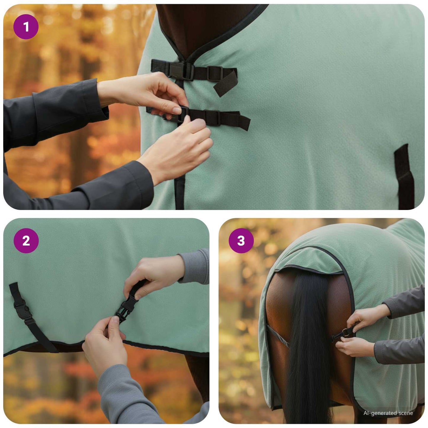 Hestetæppe Speciel grøn 95 cm Polyester Fleece