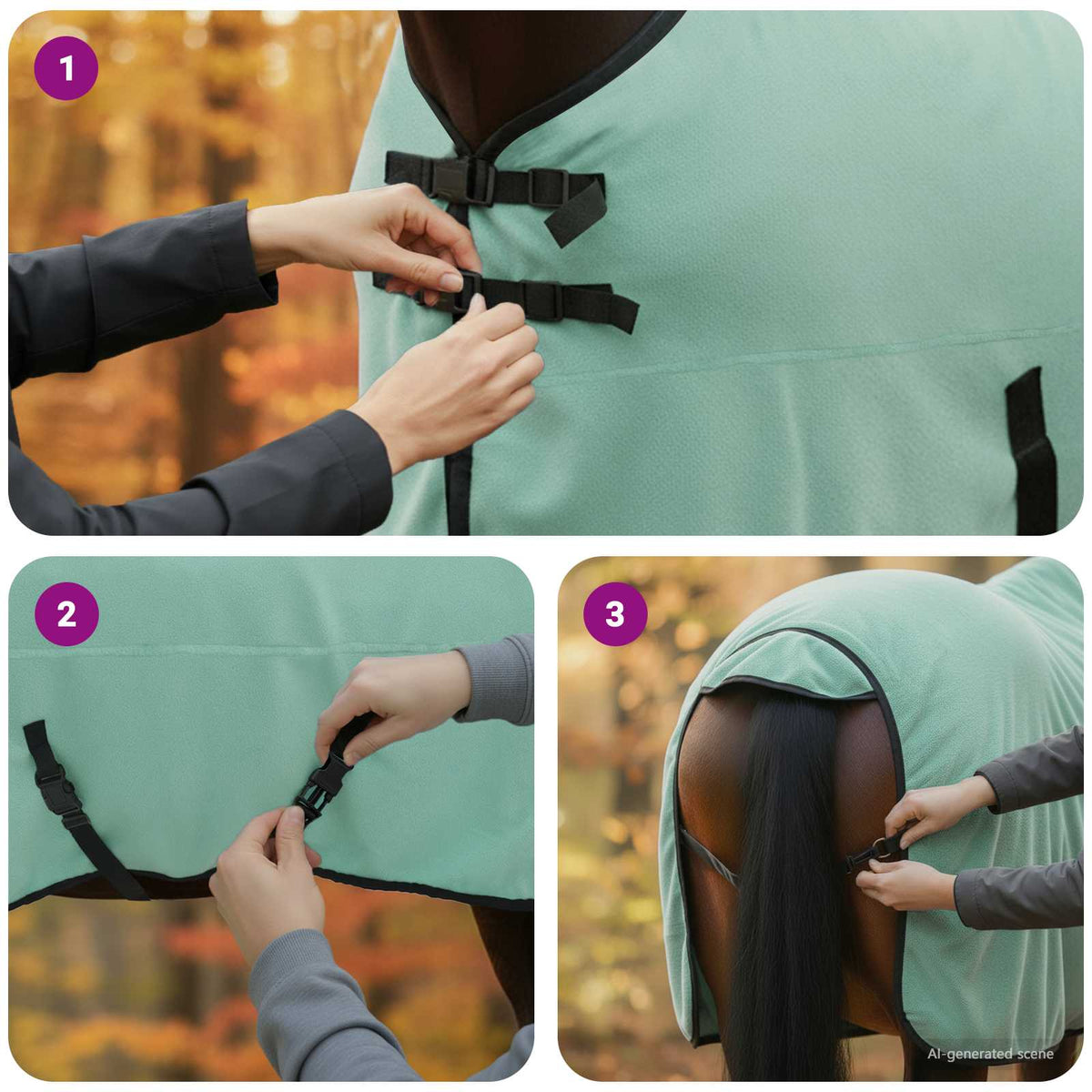 Hestetæppe Speciel grøn 135 cm Polyester Fleece