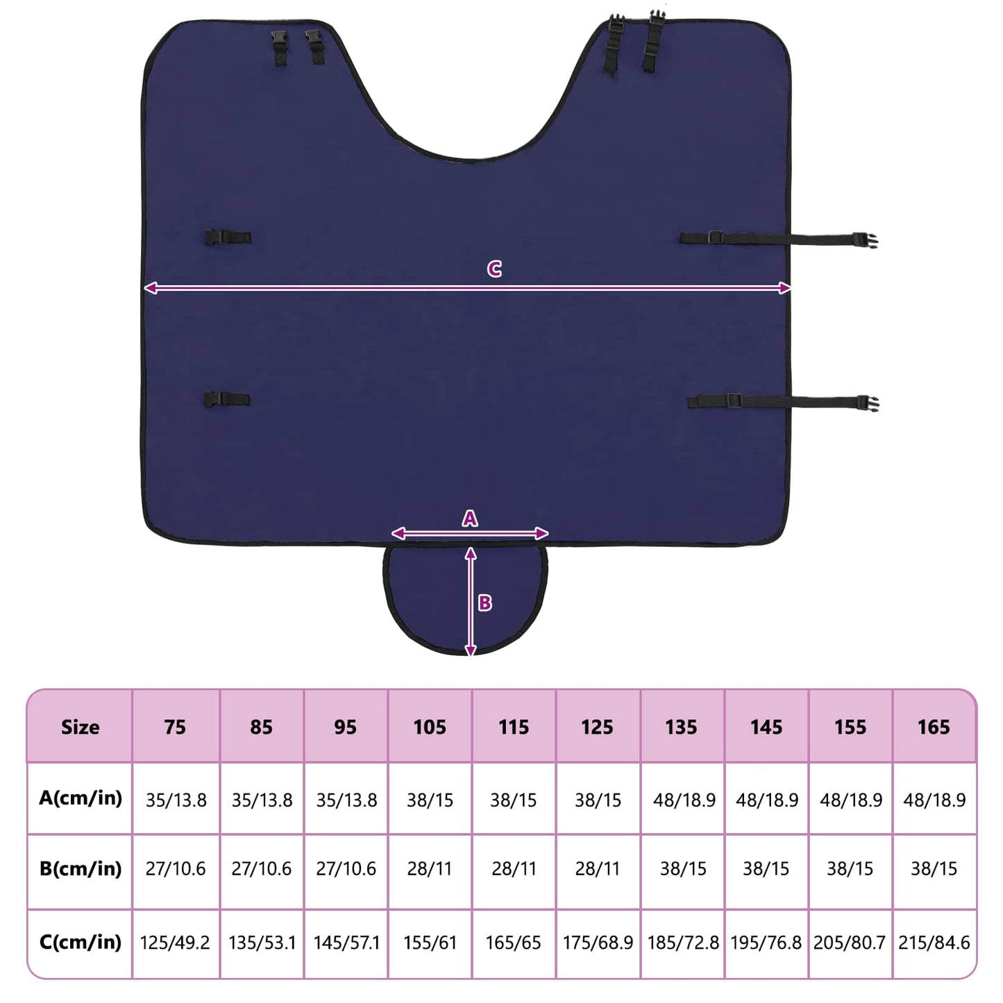 Hestetæppe Mørkeblå 105 cm Polyester Fleece